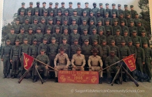 San Diego Marine Corps Base. Circa 1966. Frank Stoddard - 2nd row down from top, 3rd from right. Frank Stoddard Collection
