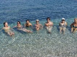 French Kids girls reunion on small island off Sanary, France. Left to right: Michele Viroly, Anne Marie Tutier, Colette Weil, Francoise David, Marie France Tutier, Odile Legall, and Anne Marie Pietre. Picture taken by Rozenn. Circa September 2014.